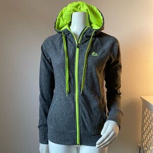 RBX Reebok full  Zip Front soft hoodie chartreuse mesh insets and hood lining